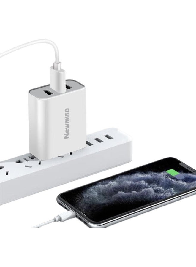 Newmine Multi-Port Charger 3 Usb 17W Adapter, 5V/3.4A Fast Charging, Compatible With Apple, Xiaomi, Huawei, Oppo - Image 2