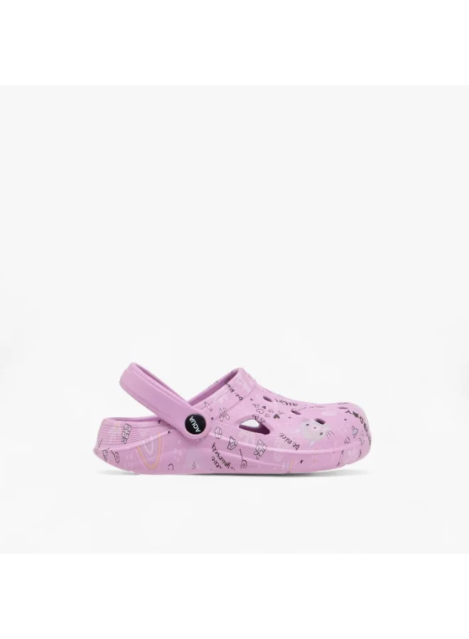 Aqua Girls Printed Clogs with Backstrap