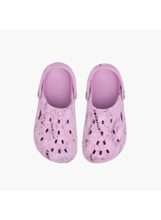 Aqua Girls Printed Clogs with Backstrap