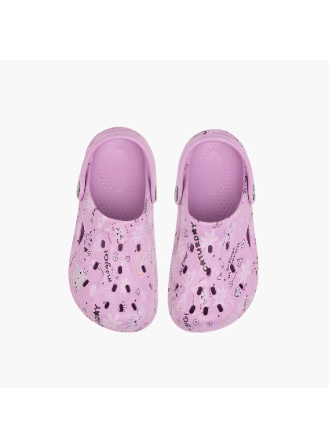 Aqua Girls Printed Clogs with Backstrap - Image 2