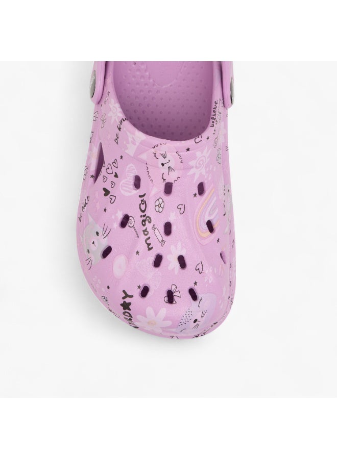 Aqua Girls Printed Clogs with Backstrap - Image 3