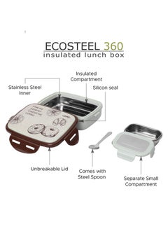 JAYPEE JAYPEE Ecosteel Jr Pista Brown 550 ml Stainless Steel Insulated Lunch Box for School Snacks Box Office|Spoon| Airtight | Leakproof Tiffin Box for Kids | Food Grade | BPA Free  - Image 5