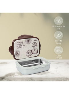 JAYPEE JAYPEE Ecosteel Jr Pista Brown 550 ml Stainless Steel Insulated Lunch Box for School Snacks Box Office|Spoon| Airtight | Leakproof Tiffin Box for Kids | Food Grade | BPA Free  - Image 4