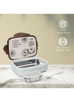 JAYPEE JAYPEE Ecosteel Jr Pista Brown 550 ml Stainless Steel Insulated Lunch Box for School Snacks Box Office|Spoon| Airtight | Leakproof Tiffin Box for Kids | Food Grade | BPA Free  - Image 3