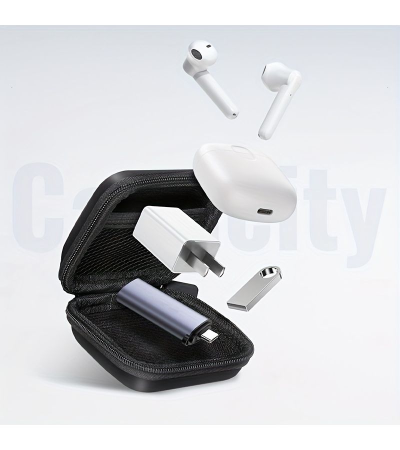 2pcs Black Mini Travel Storage Bag Zipper Earphone Shockproof Case Data Cable Organizer Box - Image 3