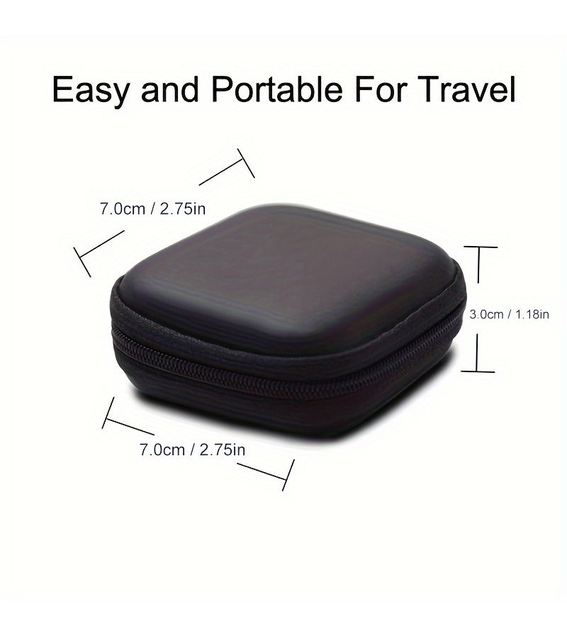 2pcs Black Mini Travel Storage Bag Zipper Earphone Shockproof Case Data Cable Organizer Box - Image 2