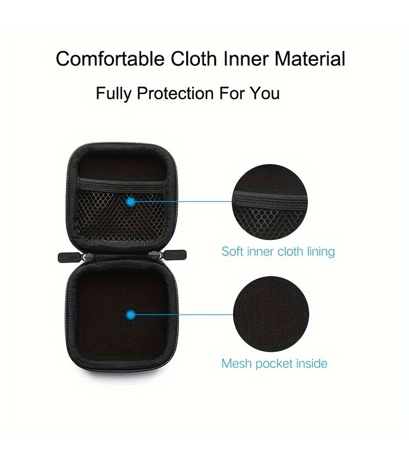 2pcs Black Mini Travel Storage Bag Zipper Earphone Shockproof Case Data Cable Organizer Box - Image 5