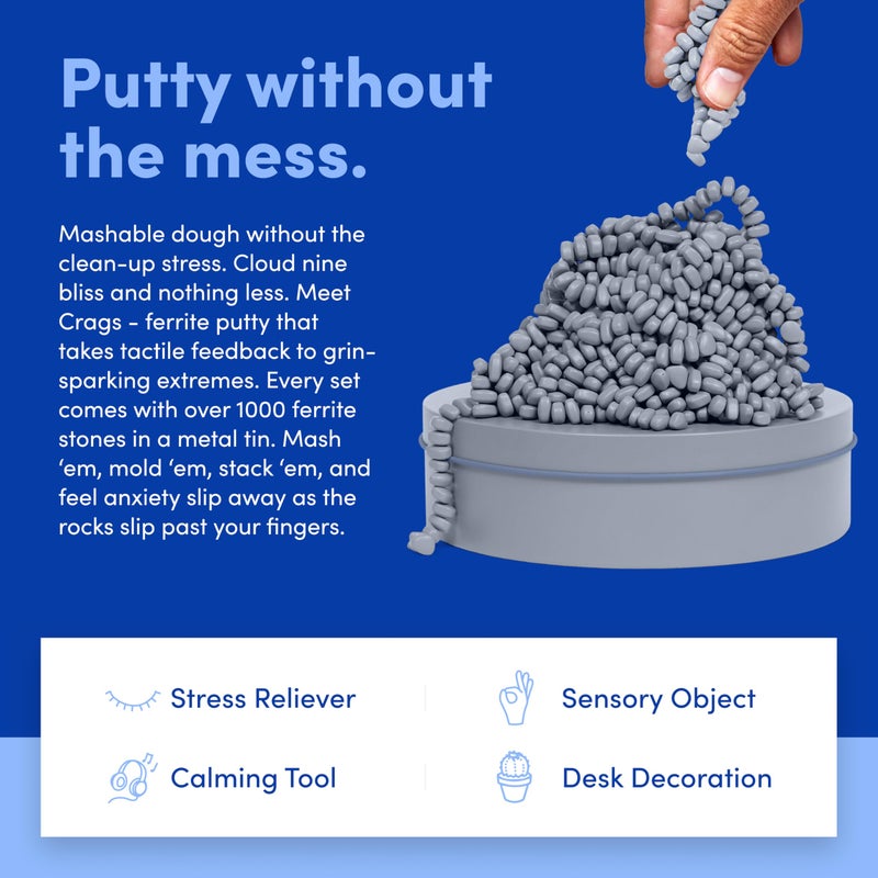 Speks Original Crags Ferrite Putty | 1000+ Magnetic Stones in a Tin | Stress Relief Fidget Toy for Adults & Teens | Stocking Stuffer & Christmas Gift | Matte Slate, Large - Image 3