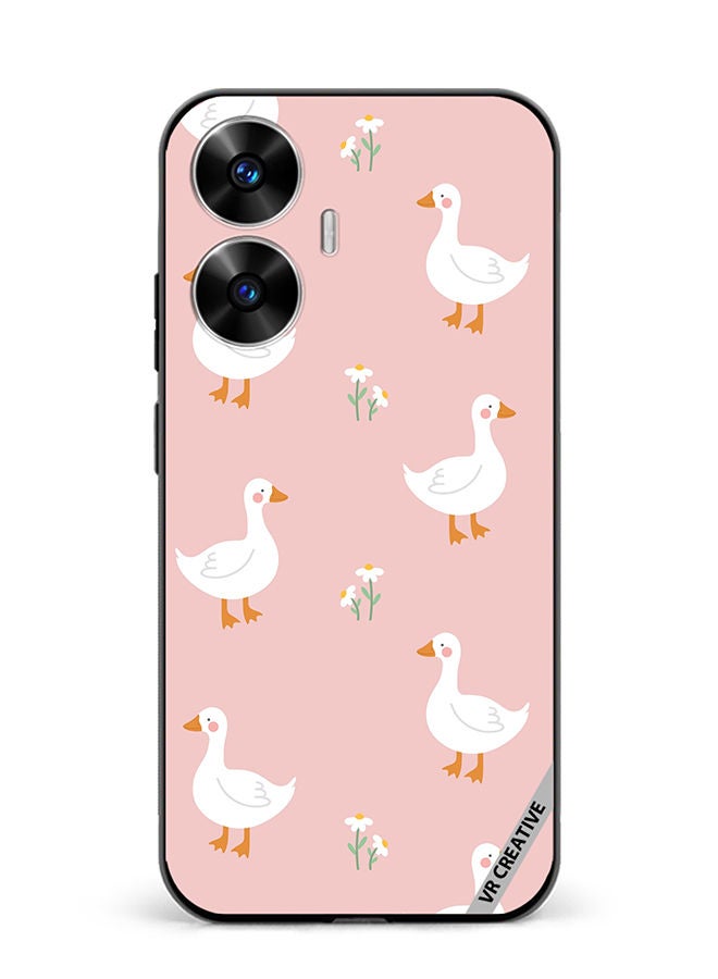 VR CREATIVE Protective Case Cover For Realme C55 Cute White Swan Goose Design Multicolour - Image 1