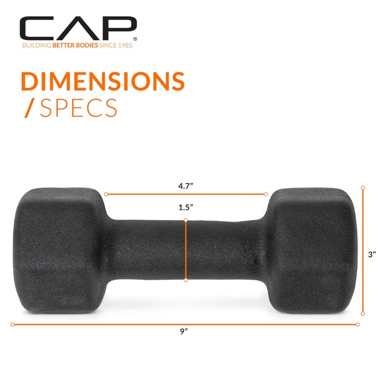 CAP Barbell 8 LB Neoprene Dumbbell Hand Weights - Pair | Black - Image 4