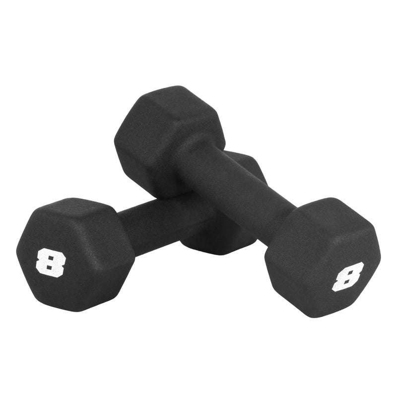 CAP Barbell 8 LB Neoprene Dumbbell Hand Weights - Pair | Black - Image 1
