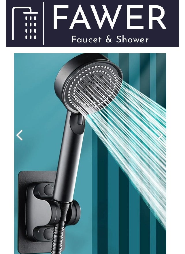 FAWER Faucet & Shower Fawer 5 Function Black Adhesive Articulated Shower Set Shower Head  - Image 1