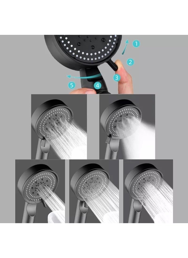 FAWER Faucet & Shower Fawer 5 Function Black Adhesive Articulated Shower Set Shower Head  - Image 3