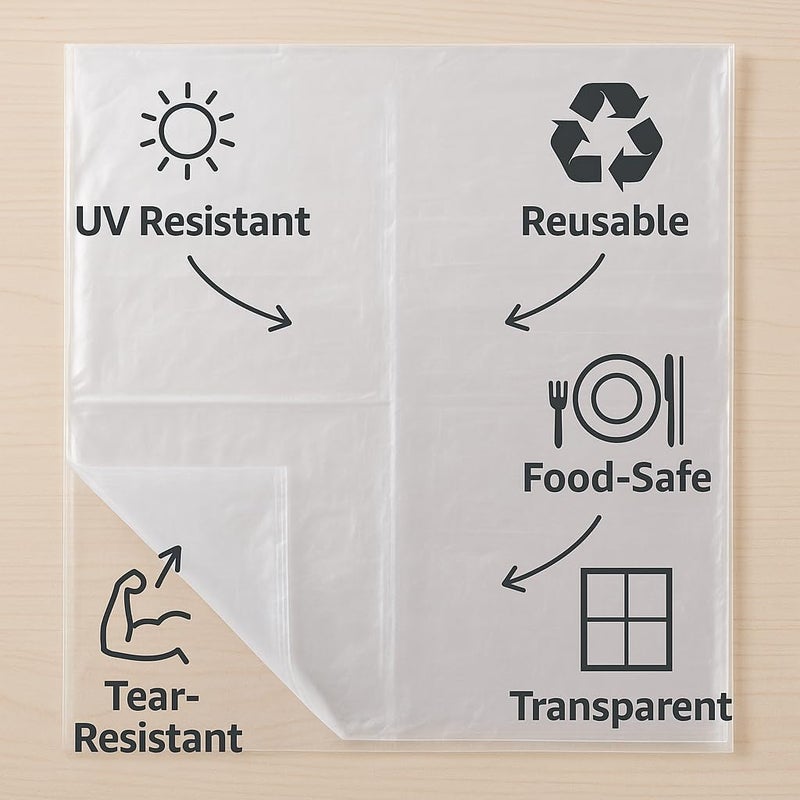 USTAD Polythene Sheets for Drying Papad, Pickle, Mirchi, Vadiyalu Cover | Food Grade, Washable & Reusable Tarpaulin Sheet for Kitchen & Multipurpose Use – Size: 4 X 6 Feet, Use in Long Run, Virgin Quality - Image 4
