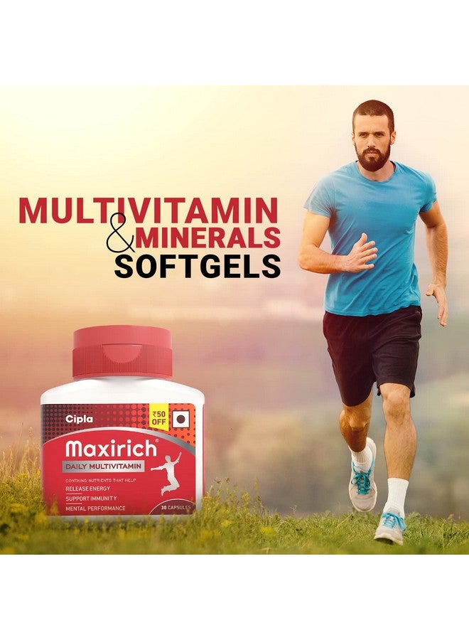 Cipla Maxirich Daily Multivitamin (30 Capsules) For Men & Women With Essential Nutrients, Vitamins, Minerals, Anti-oxidants For Building Immunity & Energy (Bottle Pack) - Image 2