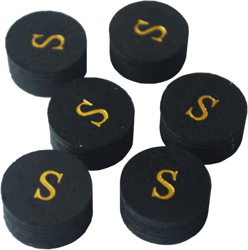 6pcs 14mm Black Multiple Layer Pigskin Pool Cue Tips H M S
