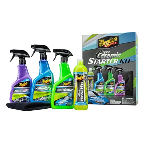 Meguiar's Meguiar’s Hybrid Ceramic Starter Kit - Premium Car Detailing Kit Includes Car Wash and Wax, Car Wax, Spray Detailer, and Tire Shine All with Advanced Hybrid Ceramic Chemistry for Amazing Protection - Image 1
