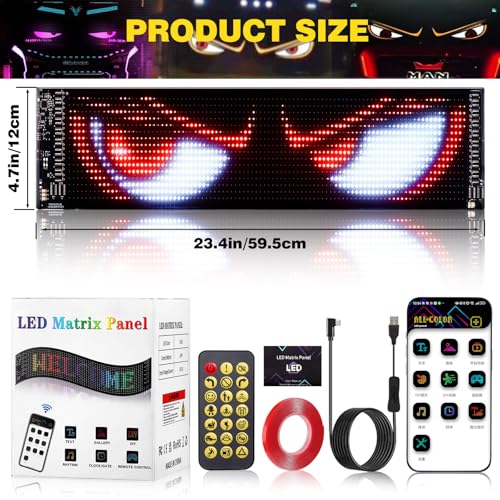 Suacopzar 1 Pack Large Devil Eyes Light for Cars, 23x5in Programmable Flexible LED Digital Display Smart APP Control Custom Text DIY Pattern, Soft Screen LED Lights for Car Trucks Decor - Image 2