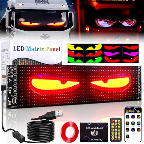 Suacopzar 1 Pack Large Devil Eyes Light for Cars, 23x5in Programmable Flexible LED Digital Display Smart APP Control Custom Text DIY Pattern, Soft Screen LED Lights for Car Trucks Decor - Image 1