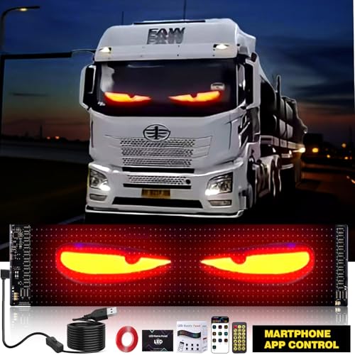 Suacopzar 1 Pack Large Devil Eyes Light for Cars, 23x5in Programmable Flexible LED Digital Display Smart APP Control Custom Text DIY Pattern, Soft Screen LED Lights for Car Trucks Decor - Image 3