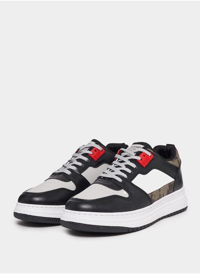 Styli Color Block Camo Print Lace Up Sneakers  - Image 2