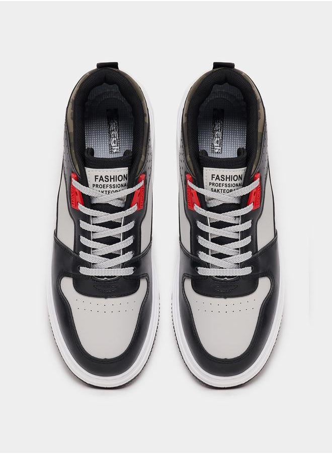 Styli Color Block Camo Print Lace Up Sneakers  - Image 5