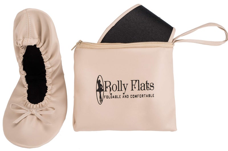 Rolly Flats Women's Foldable Ballet Flats â€“ Portable Flat Shoes for Travel and Wedding that Fit in Your Purse (M, Nude) - Image 1