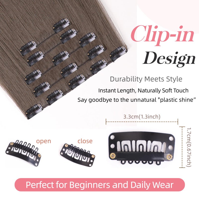 StrRid Dark Brown Clip in Hair Extensions 26 Inch Invisible Long Synthetic Extension 5PCS Straight Fake Heat Resistant Clips on Hairpieces for Women Girls Weddings Party Daily Use Full Head 8.1 Oz - Image 4