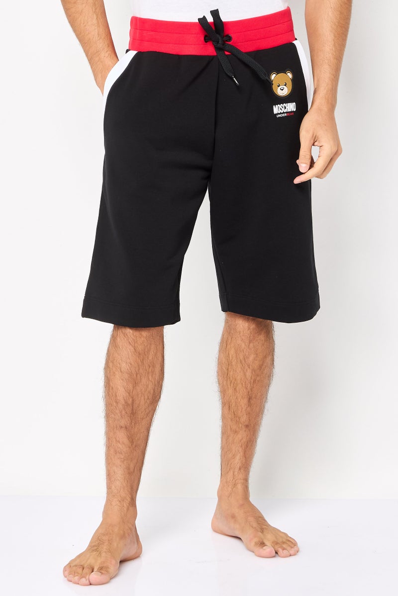 MOSCHINO Men Brand Logo Basic Sleepwear Shorts, Black - Image 1