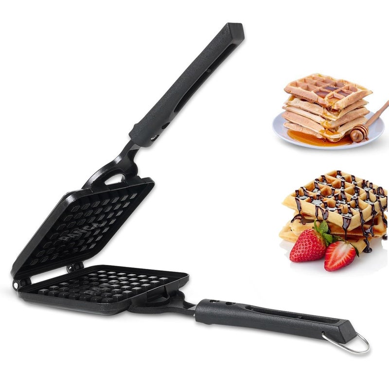 PANCA PANCA NonStick Waffle Pancake Maker Waffles at Home Gas Compatible Super Heavy Thickness Flip Lock Design  - Image 1