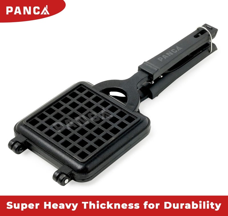 PANCA PANCA NonStick Waffle Pancake Maker Waffles at Home Gas Compatible Super Heavy Thickness Flip Lock Design  - Image 3