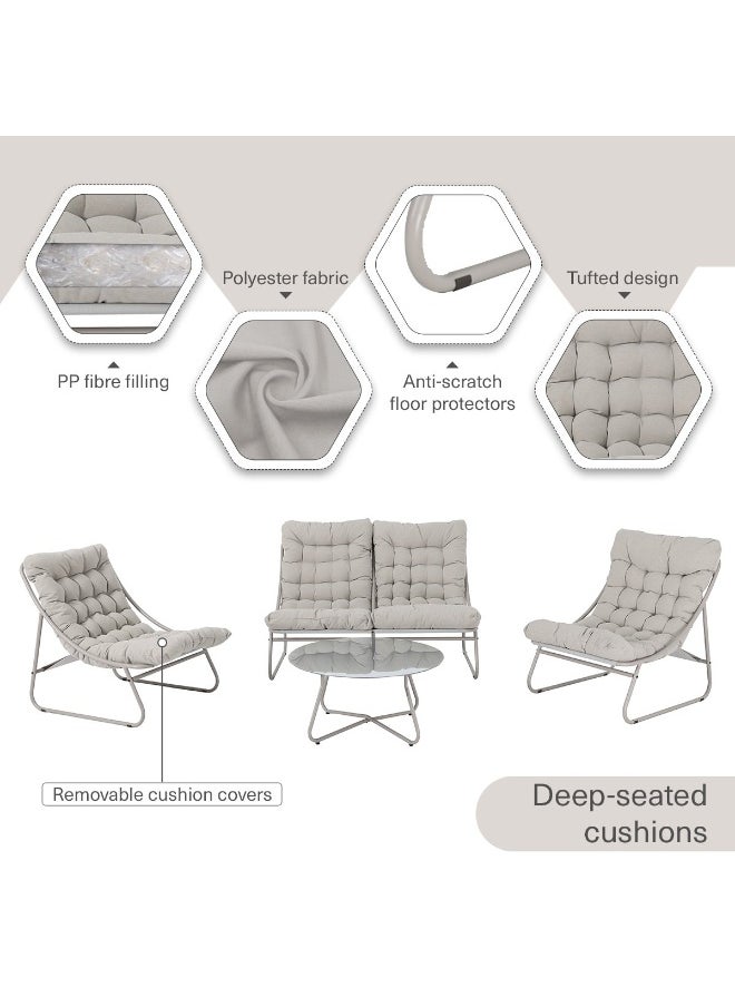 Pan Home Amaarah Outdoor Sofa Set 2+1+1+Ct - Cream  - Image 3