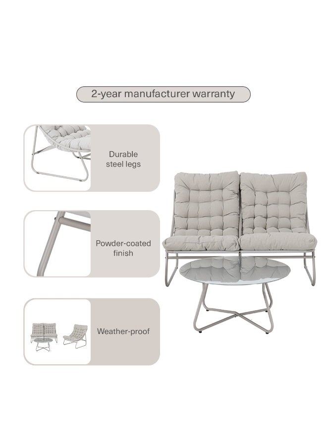 Pan Home Amaarah Outdoor Sofa Set 2+1+1+Ct - Cream  - Image 1