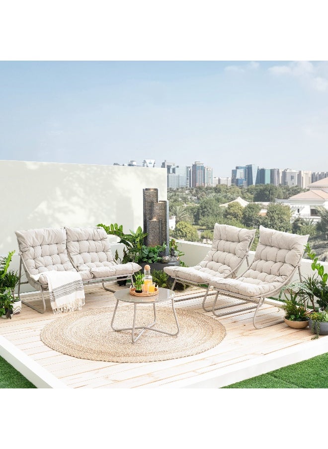 Pan Home Amaarah Outdoor Sofa Set 2+1+1+Ct - Cream  - Image 4