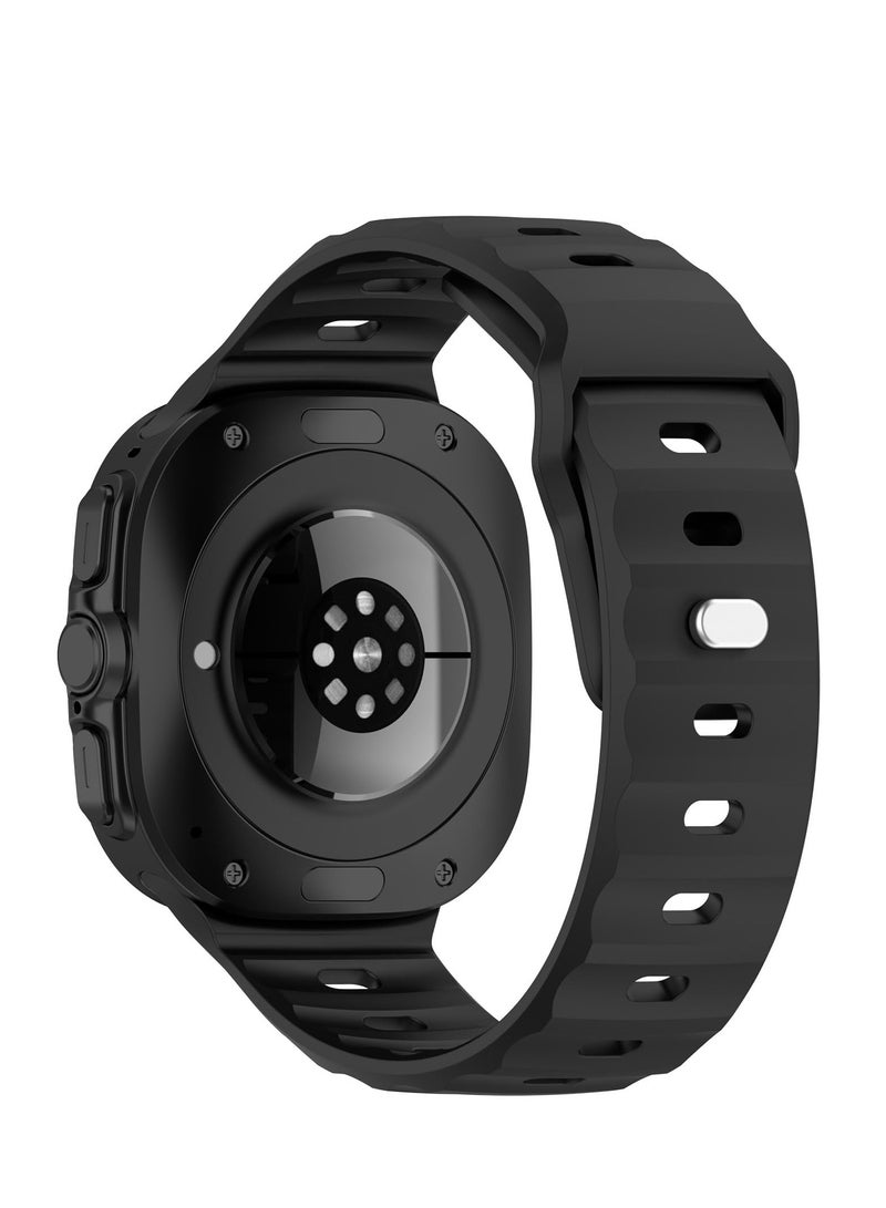 Compatible for Samsung Galaxy Watch Ultra 47mm Watch Band, Soft Silicone Sport Strap Women Men Replacement Accessory (Black) - Image 2