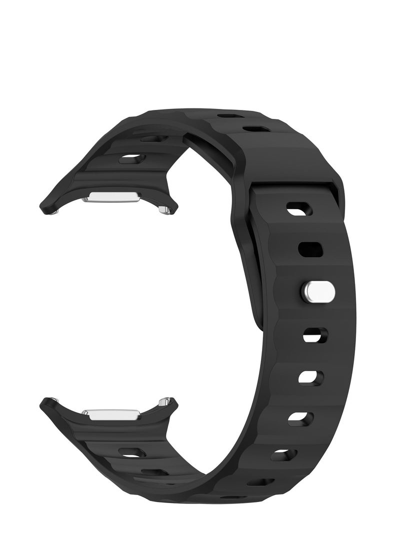 Compatible for Samsung Galaxy Watch Ultra 47mm Watch Band, Soft Silicone Sport Strap Women Men Replacement Accessory (Black) - Image 4