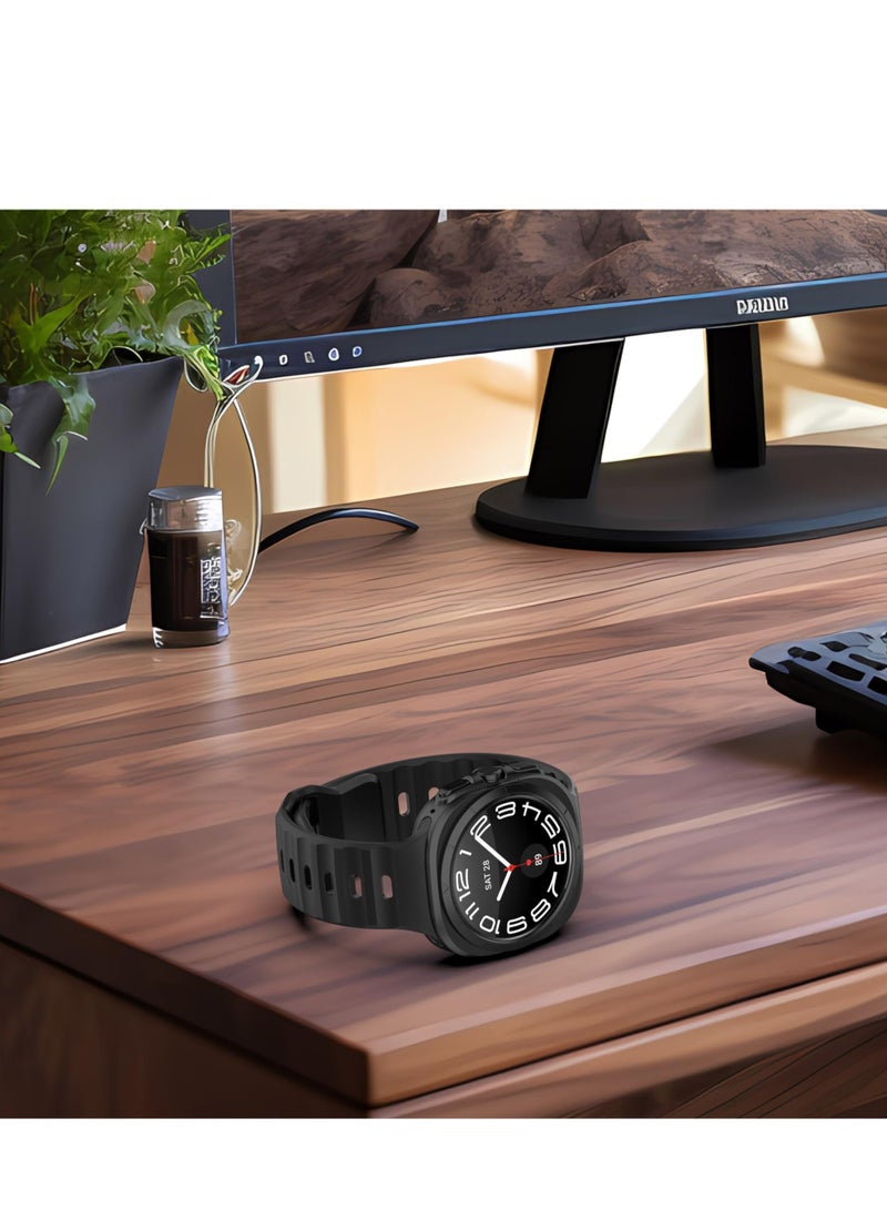 Compatible for Samsung Galaxy Watch Ultra 47mm Watch Band, Soft Silicone Sport Strap Women Men Replacement Accessory (Black) - Image 5