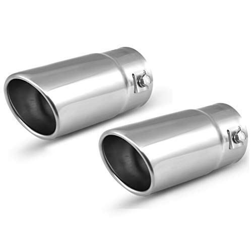 Pack of 2 Exhaust tips  to Fit 15 to 2 Inch Exhaust Tail Pipe Diameter Stainless Steel to give Chrome Effect  Car Muffler Tips