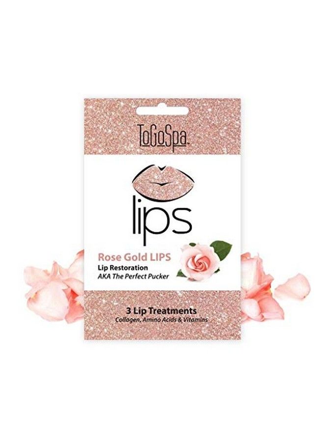 ToGoSpa Rose Gold Lips The Perfect Pucker | Moisturize Hydrate And Soothe Lips | Antiaging Clean Collagen Gel Masks With Hyaluronic Acid Vitamins C & E Rose Extract And Gold Powder 3 Pack - Image 2