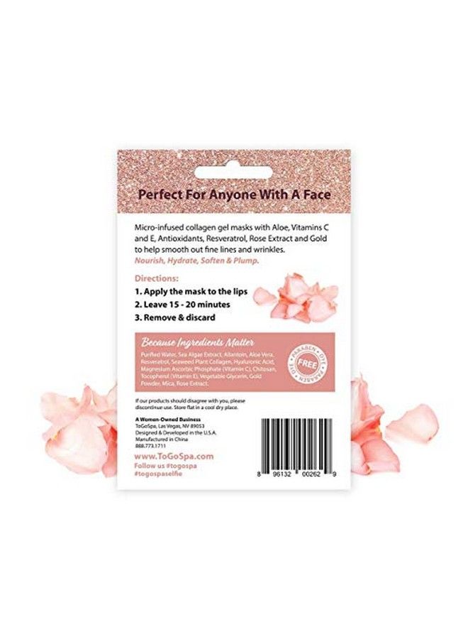 ToGoSpa Rose Gold Lips The Perfect Pucker | Moisturize Hydrate And Soothe Lips | Antiaging Clean Collagen Gel Masks With Hyaluronic Acid Vitamins C & E Rose Extract And Gold Powder 3 Pack - Image 3