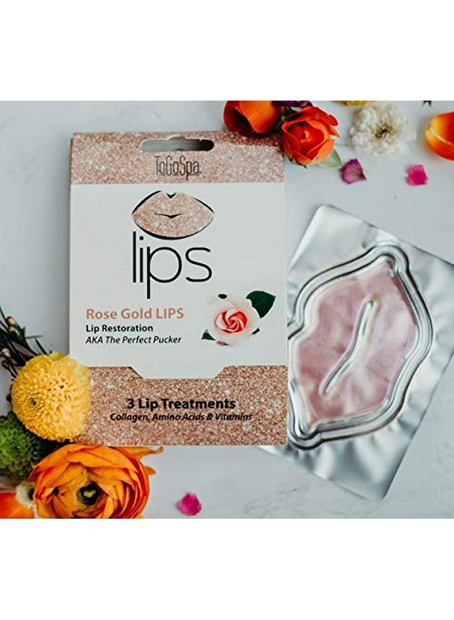 ToGoSpa Rose Gold Lips The Perfect Pucker | Moisturize Hydrate And Soothe Lips | Antiaging Clean Collagen Gel Masks With Hyaluronic Acid Vitamins C & E Rose Extract And Gold Powder 3 Pack - Image 4
