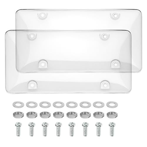 SCUARI 2PCS License Plate CoverCar Accessories Automotive Unbreakable Front Rear Car TagsPlastic Protective Shield with Screws CapsProtective Shield for Front RearFits Standard US License Plates - Image 1