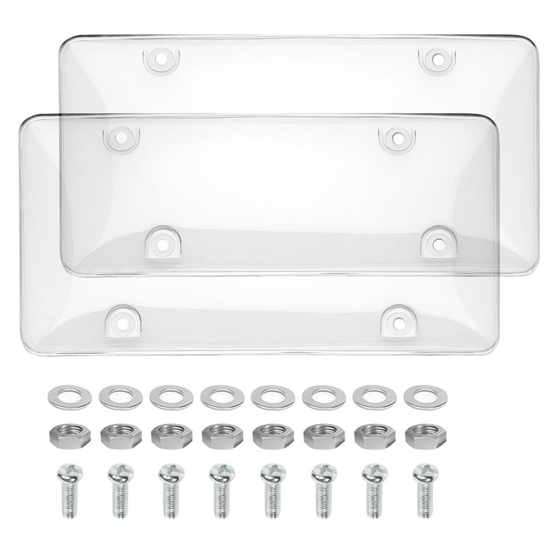 SCUARI 2PCS License Plate CoverCar Accessories Automotive Unbreakable Front Rear Car TagsPlastic Protective Shield with Screws CapsProtective Shield for Front RearFits Standard US License Plates - Image 3