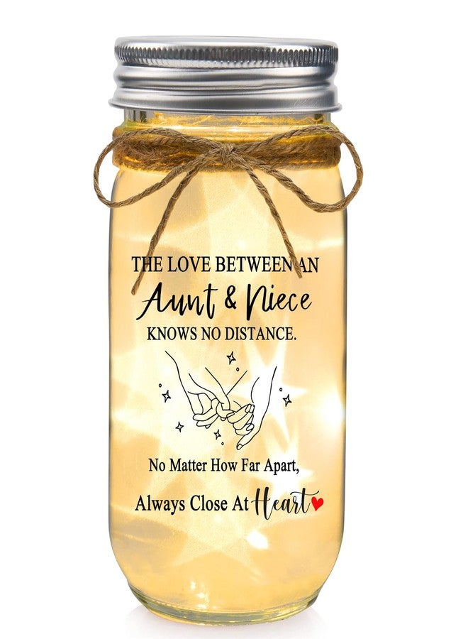 COZITED Aunt Gifts from Niece - The Love Between an Aunt & Niece Knows No Distance Mason Jar Night Light, Aunt Birthday Gift Aunt and Niece Gifts for Aunts Mothers Day Christmas Valentines - Image 1