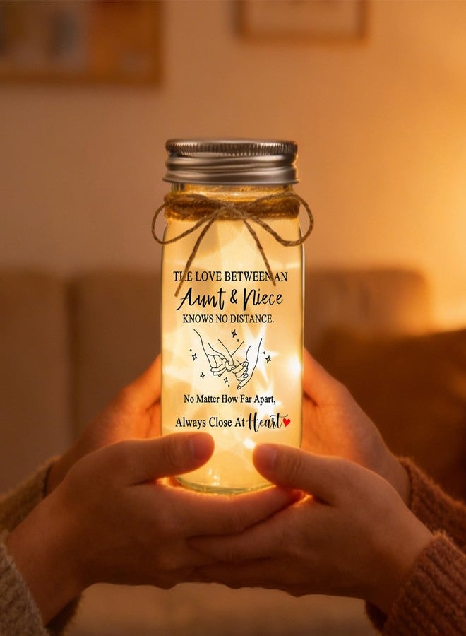 COZITED Aunt Gifts from Niece - The Love Between an Aunt & Niece Knows No Distance Mason Jar Night Light, Aunt Birthday Gift Aunt and Niece Gifts for Aunts Mothers Day Christmas Valentines - Image 3
