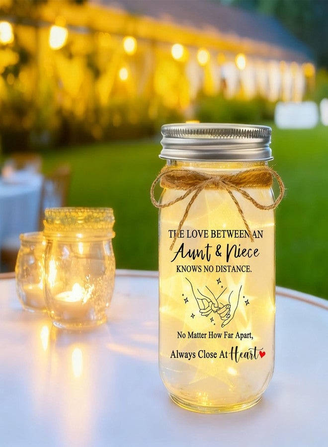 COZITED Aunt Gifts from Niece - The Love Between an Aunt & Niece Knows No Distance Mason Jar Night Light, Aunt Birthday Gift Aunt and Niece Gifts for Aunts Mothers Day Christmas Valentines - Image 2
