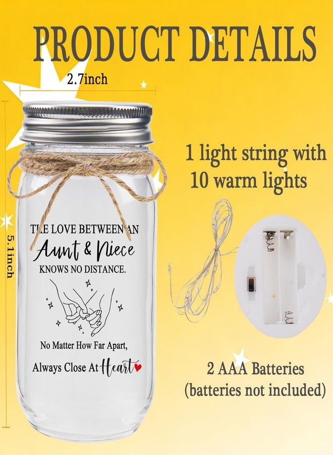 COZITED Aunt Gifts from Niece - The Love Between an Aunt & Niece Knows No Distance Mason Jar Night Light, Aunt Birthday Gift Aunt and Niece Gifts for Aunts Mothers Day Christmas Valentines - Image 4