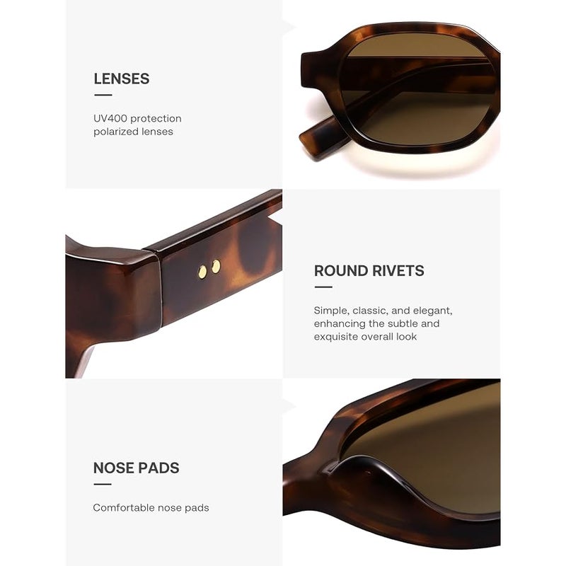 Sojos Retro Polarized Hexagon Sunglasses for Women Men, UV400 Trendy Rectangle 70s 80s 90s Shades SJ2389 - Image 4