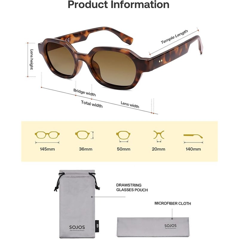 Sojos Retro Polarized Hexagon Sunglasses for Women Men, UV400 Trendy Rectangle 70s 80s 90s Shades SJ2389 - Image 5