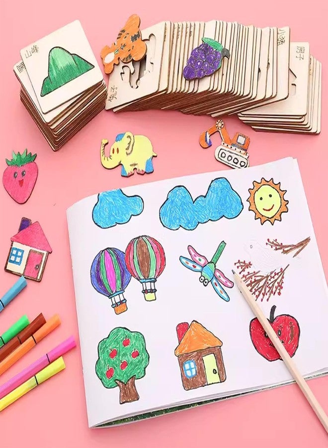 squishy 24Pcs Stencils for Craft and Art, Stencils for Kids, Wooden Painting Templates for Kids, Drawing Board for Home and Travel, Ideal for DIY Projects and Creative Art - Image 2